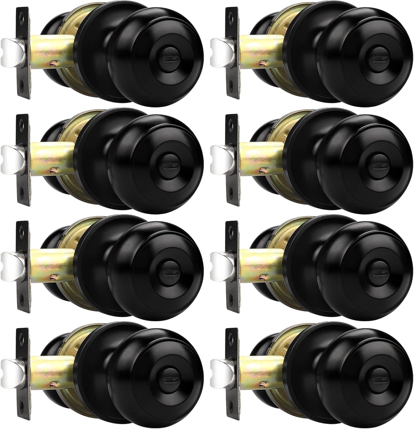 Probrico Flat Black Door Knobs 8 Pack for Privacy Locking Needs