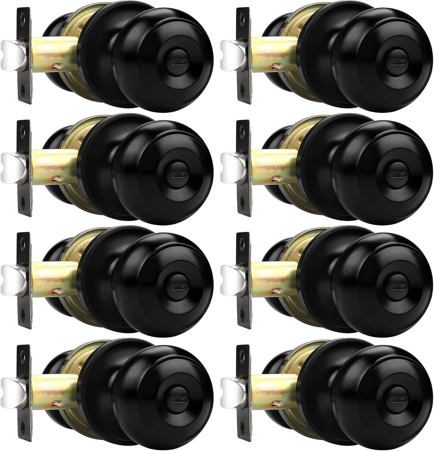 Probrico Flat Black Door Knobs 8 Pack for Privacy Locking Needs