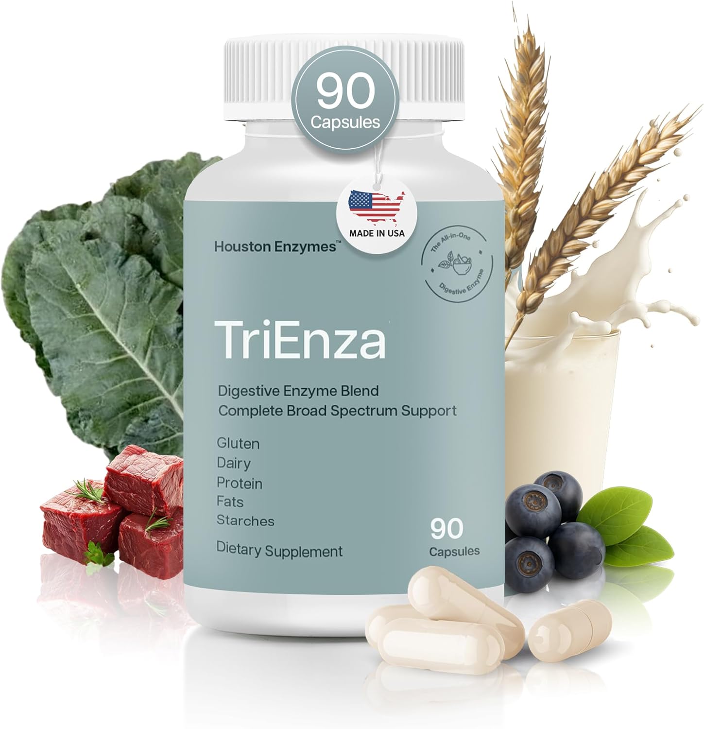 TriEnza Digestive Enzymes for Women and Men by Houston Enzymes