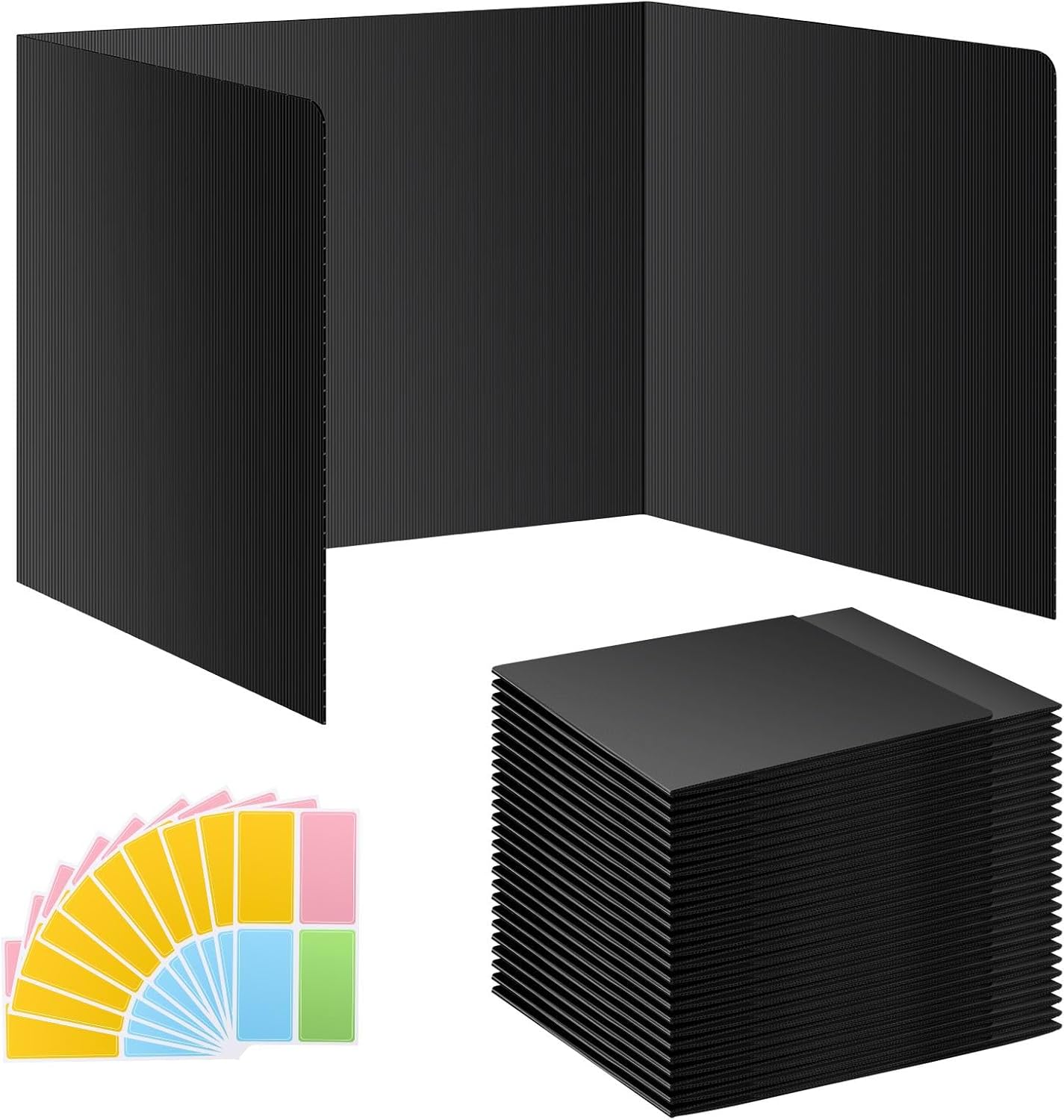 24 Pack Black Desk Dividers for Students - Durable Privacy Shields