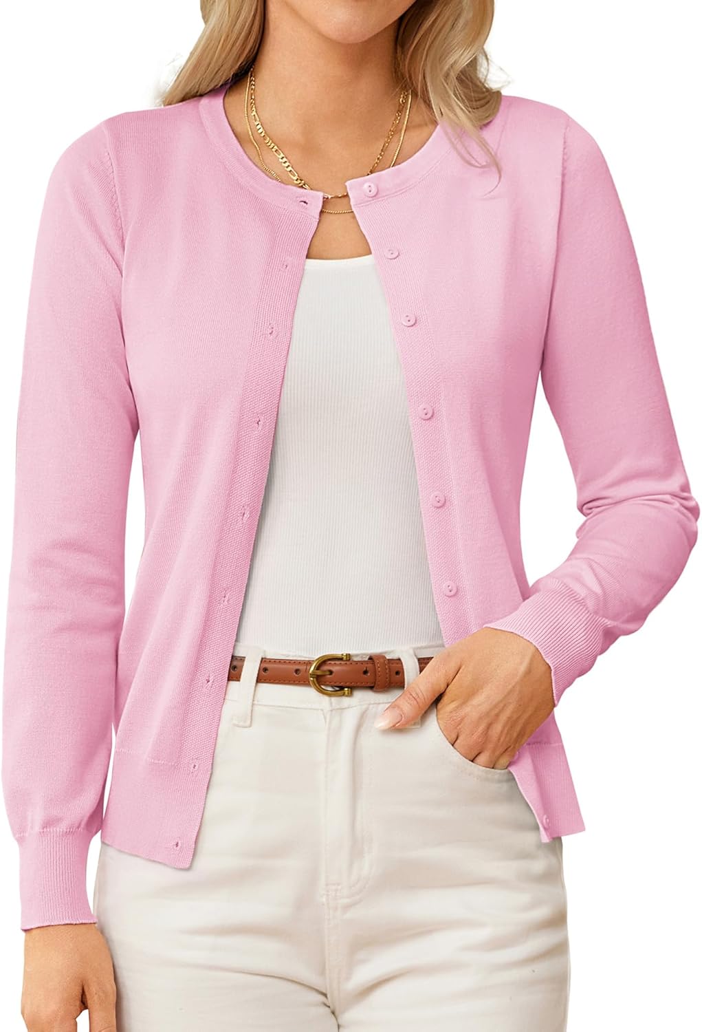 Classic Long Sleeve Knit Cardigan for Women - Chic & Versatile