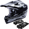 Black Skull Boy DOT Kids Youth Motocross Helmet with Gloves