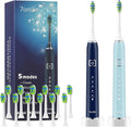 Electric Toothbrush 2 Pack with 12 Heads - Long Battery Life