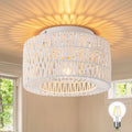SineRise Rattan Ceiling Light Fixture 12 in - Hand-Woven Boho Flush