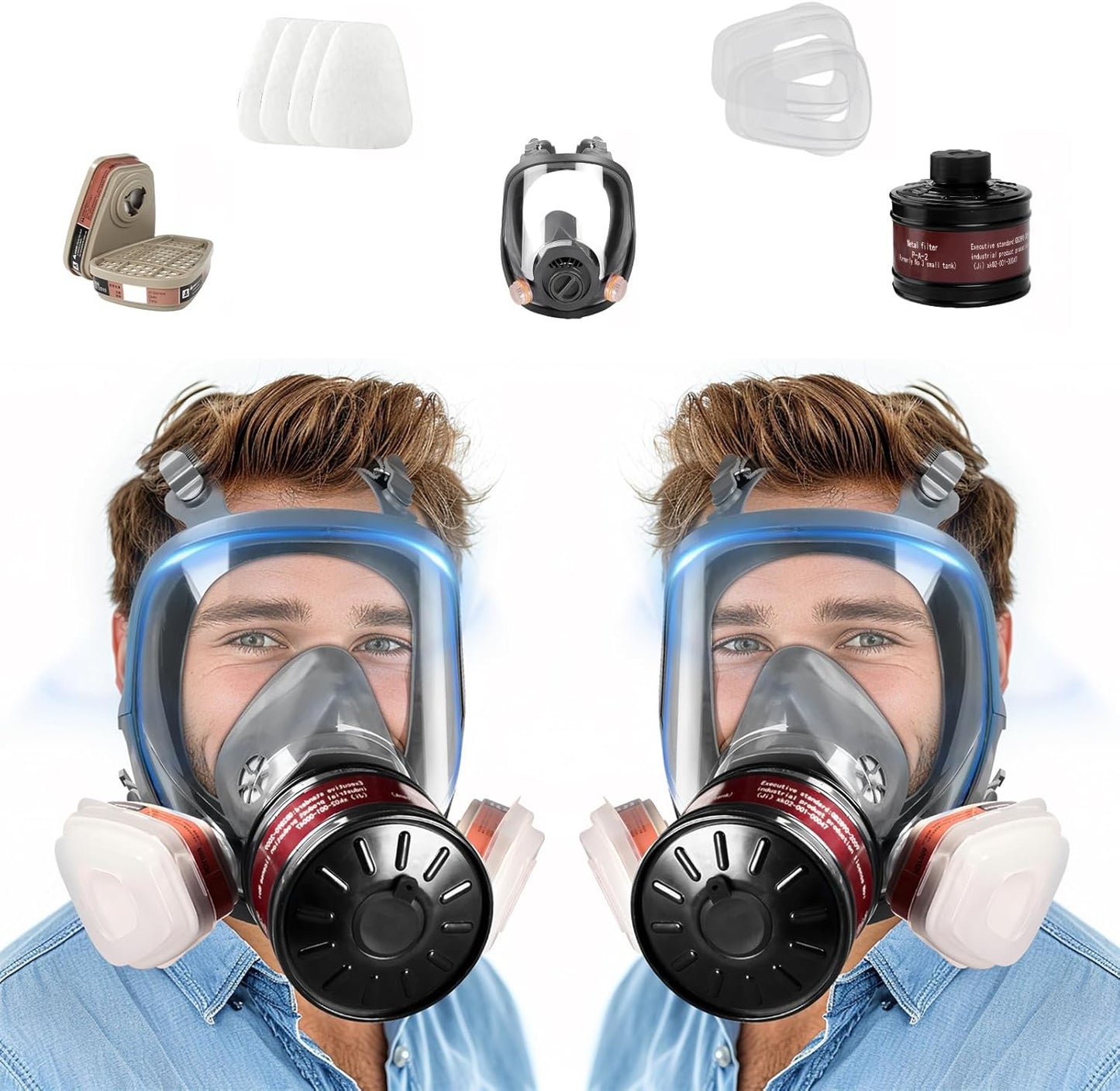 2 Pack Full Face Gas Masks for Survival and Chemical Defense