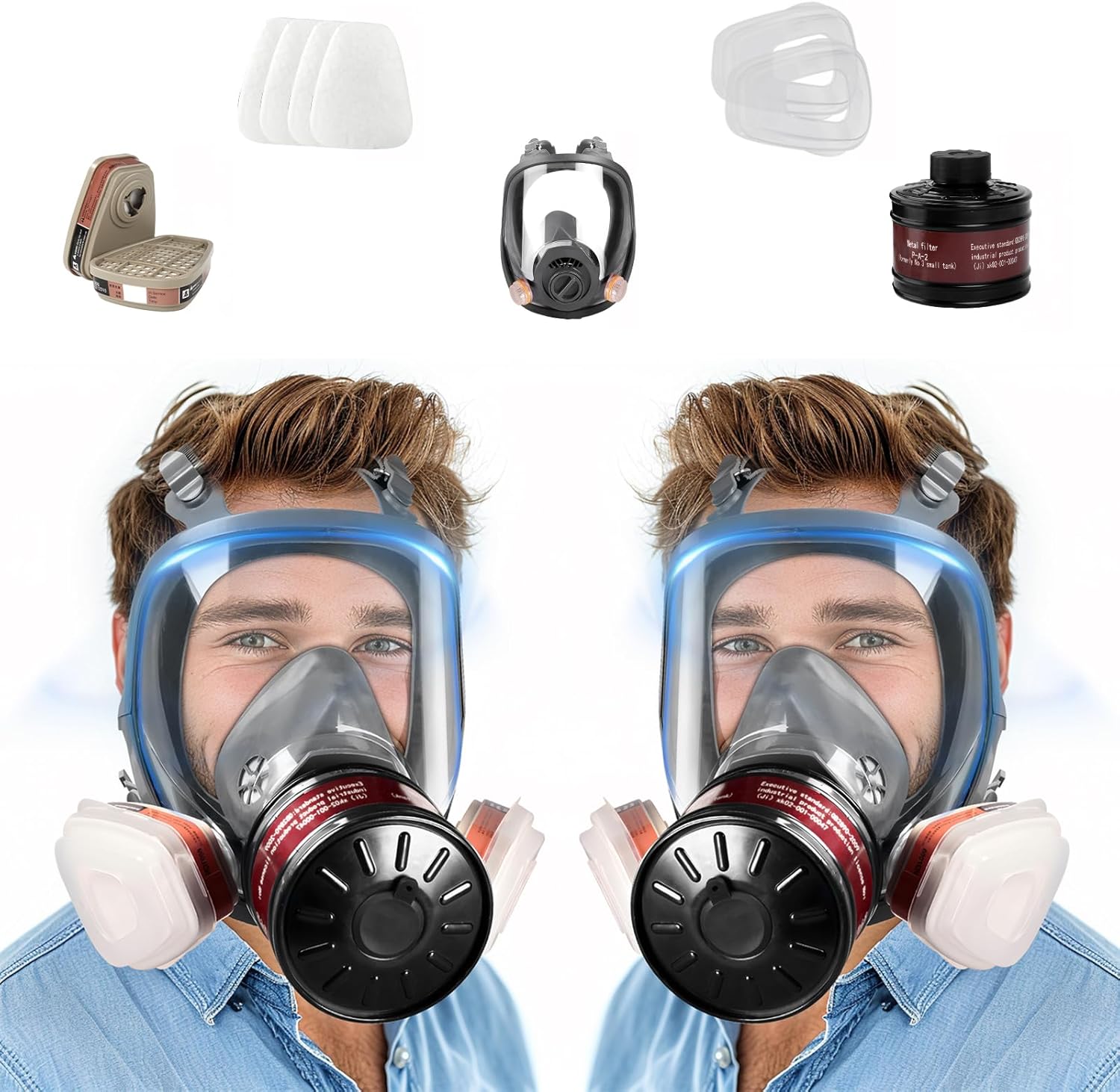 2 Pack Full Face Gas Masks for Survival and Chemical Defense