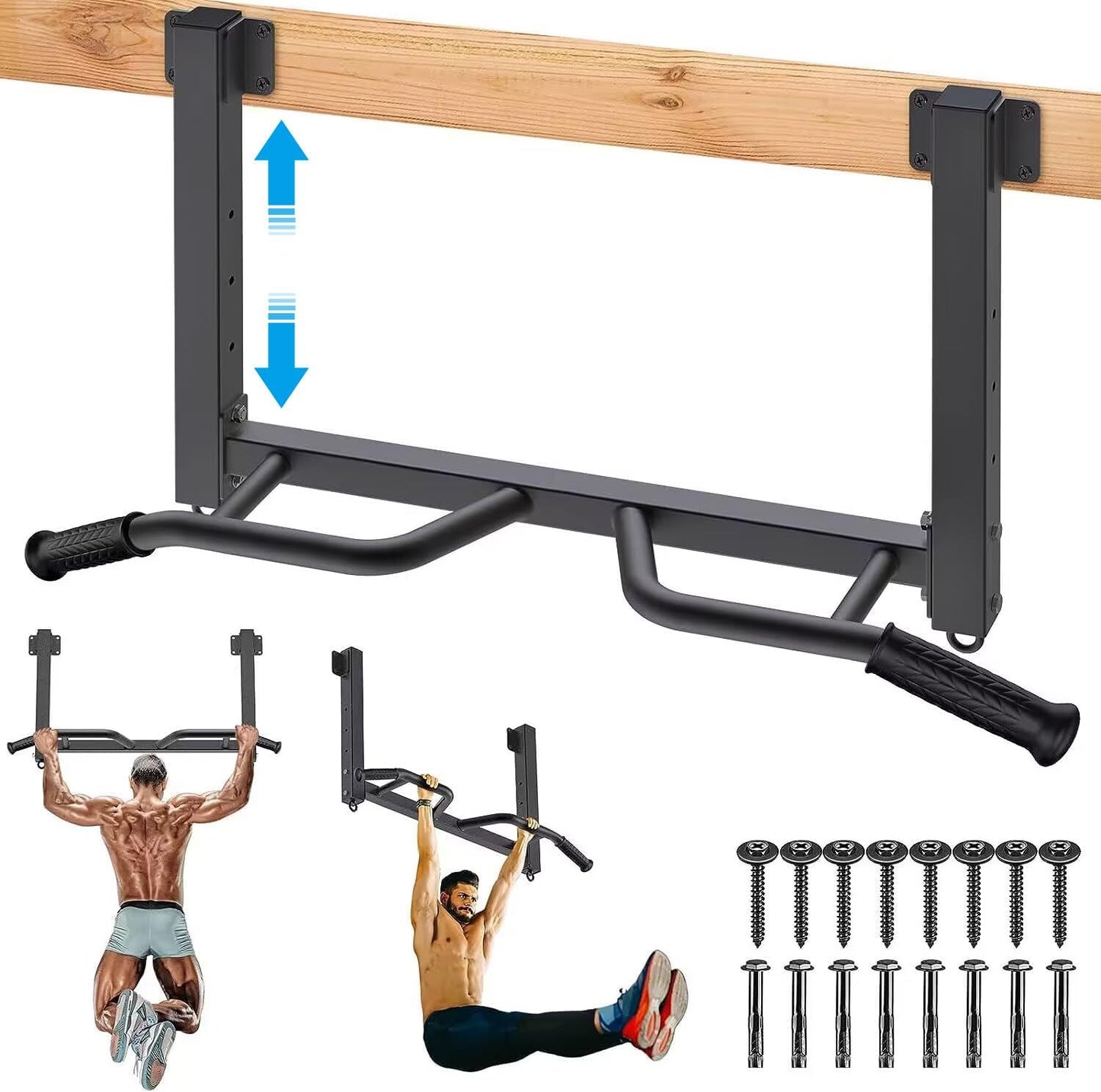 Kipika 32in Ceiling Mounted Pull Up Bar - Adjustable Chin Up Bar