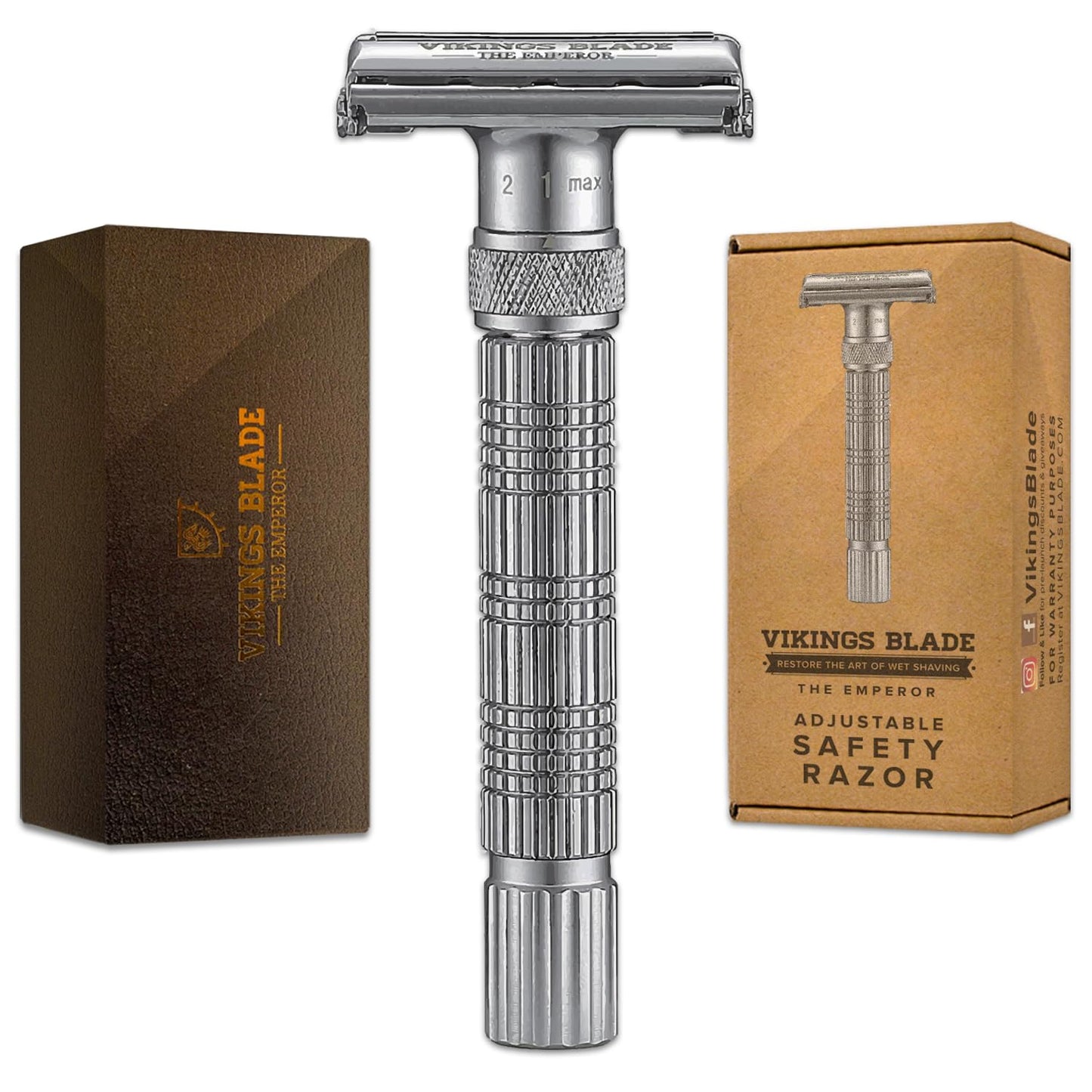 VIKINGS BLADE Adjustable Double Edge Safety Razor for Smooth Shave