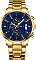 Stylish CRRJU Men's Chronograph Watch in Waterproof Stainless Steel