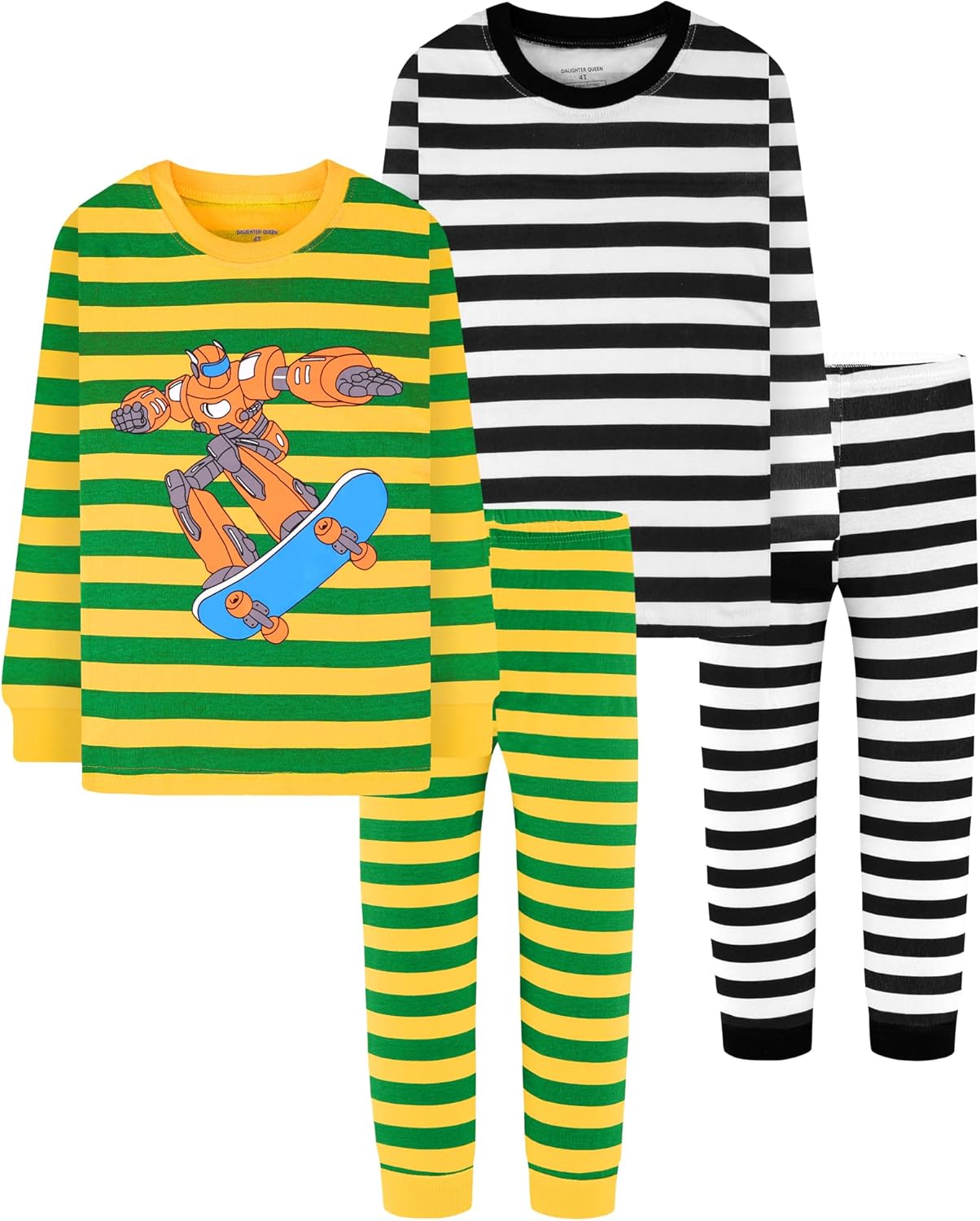 Boys 100% Cotton Long Sleeve Pajamas for Ages 18 Months to 12 Years