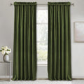 Room Darkening Velvet Curtains 2 Panels Set 52in x 90in Olive Green