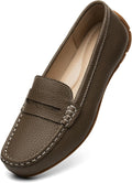 Women's Leather Penny Loafers Slip-Ons - Lightweight Comfortable Flats
