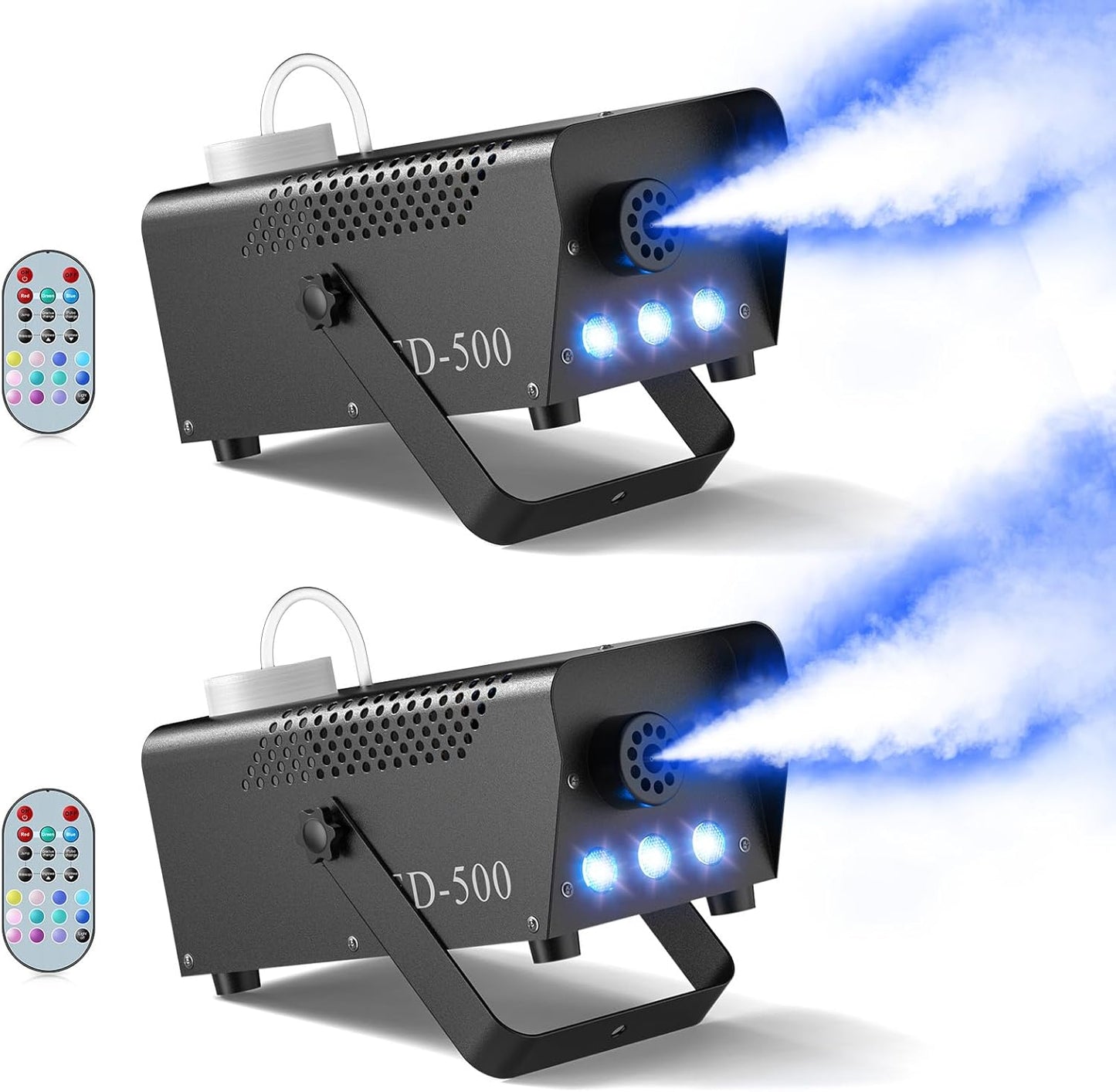 Fog Machine with Lights for Halloween and Parties - 500W Dual Pack