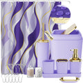 Purple Bathroom Accessories Set with Stripe Shower Curtain - Stylish