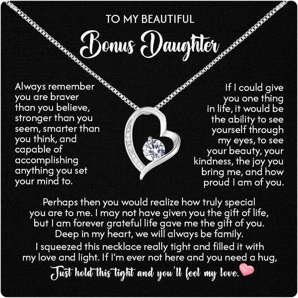Bonus Daughter Necklace Gift for Stepdaughter on Special Occasions
