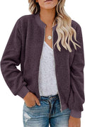 MIROL Women's Sherpa Fleece Jacket Faux Fuzzy Bomber - Cozy Fit