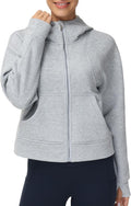 Women's Full-Zip Fleece Hoodie Crop Top - Warm & Stylish