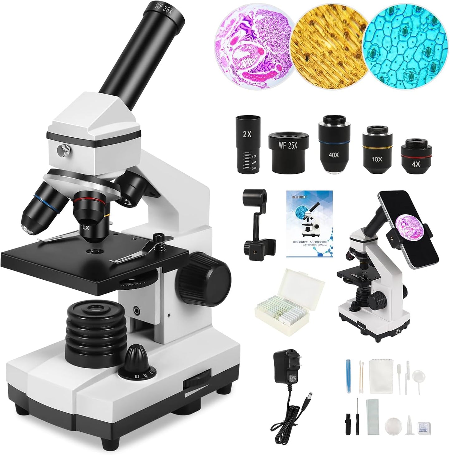 Professional Microscope for Kids 8-12 with 100X-2000X Magnification