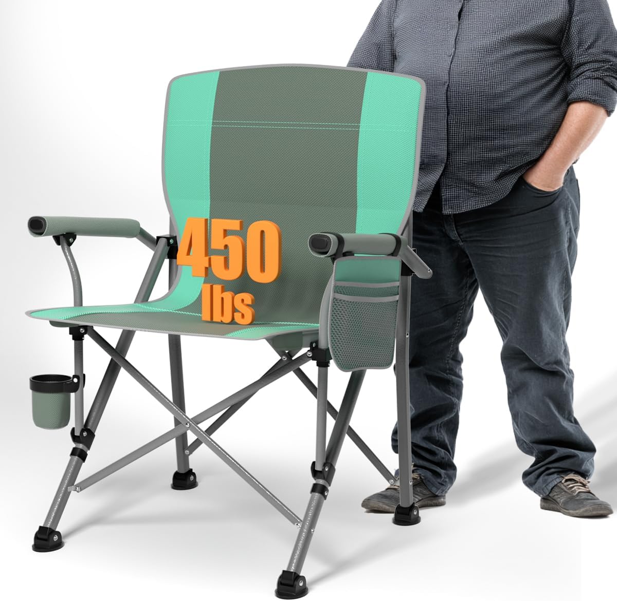 Oversized Camping Chair for Adults Heavy Duty with Pockets
