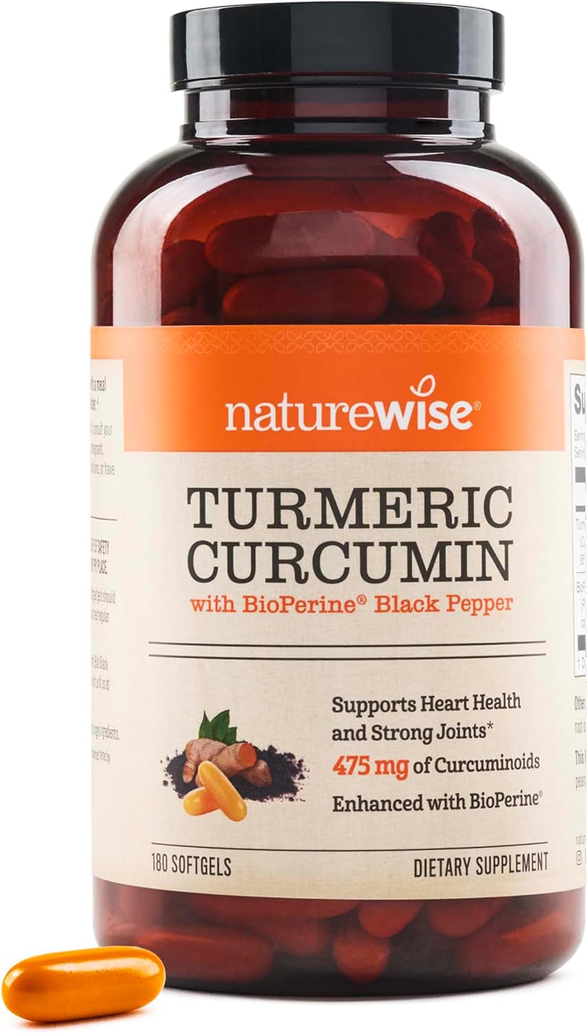 NatureWise Turmeric Curcumin 500mg Softgels for Immune Support