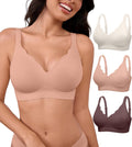 Womens Seamless Bras No Underwire Push Up Bras Comfort V Neck Padded