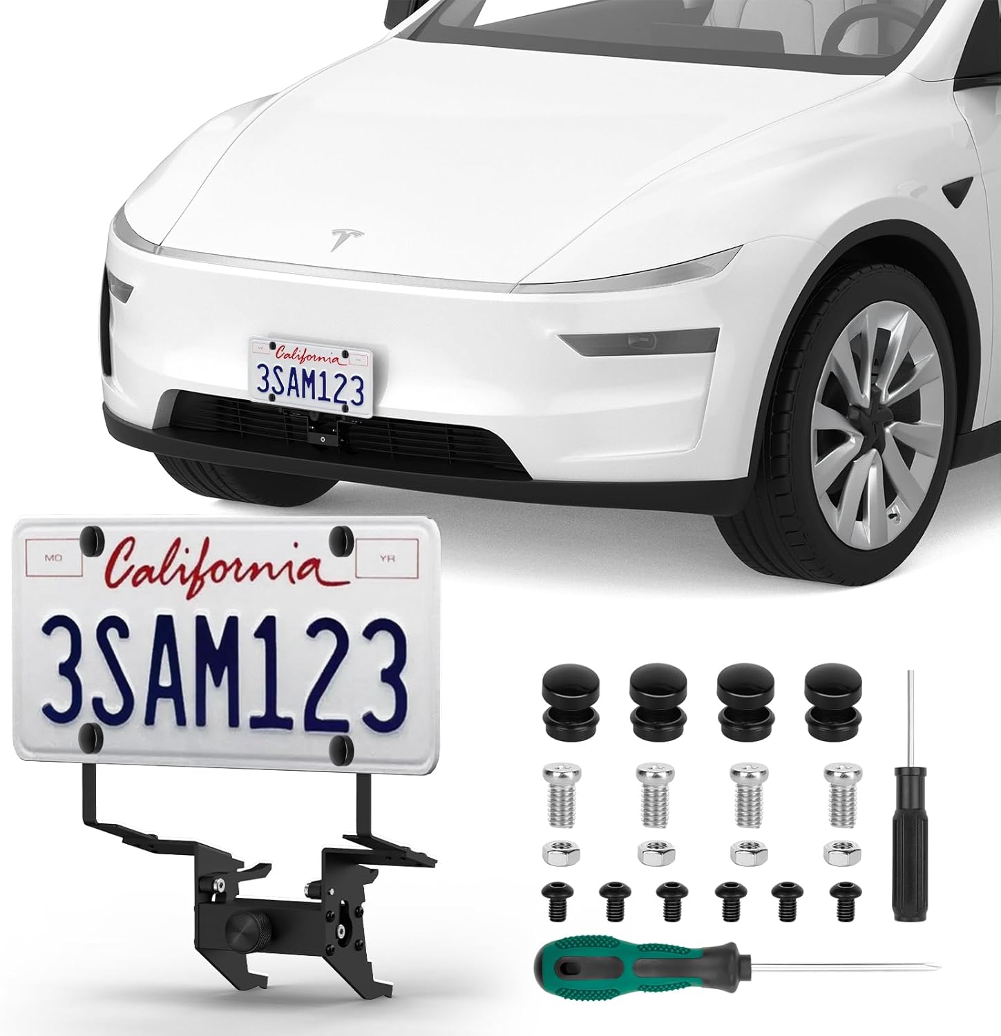 2026 Lockable No Drill Front License Plate Holder for Model Y