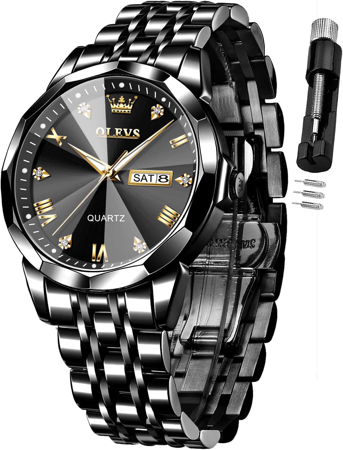 OLEVS Men's Diamond Business Dress Watch: Luxury Two Tone Style