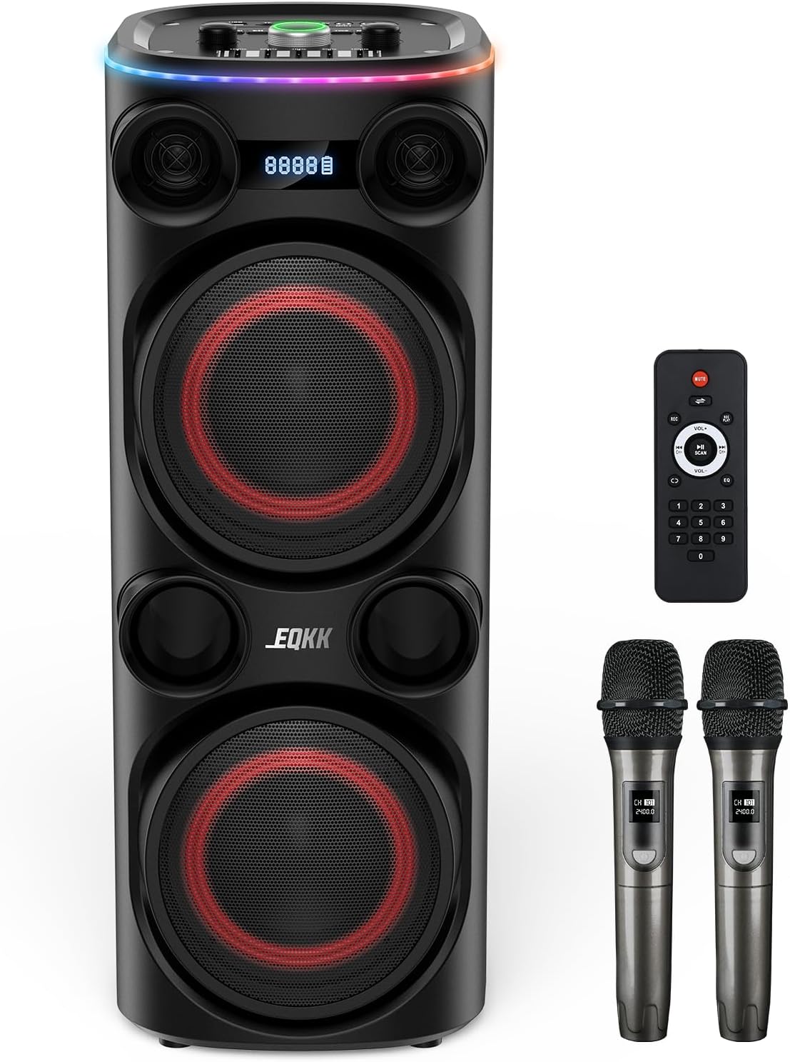 25.9 Karaoke Machine with 2 Wireless Microphones for Parties