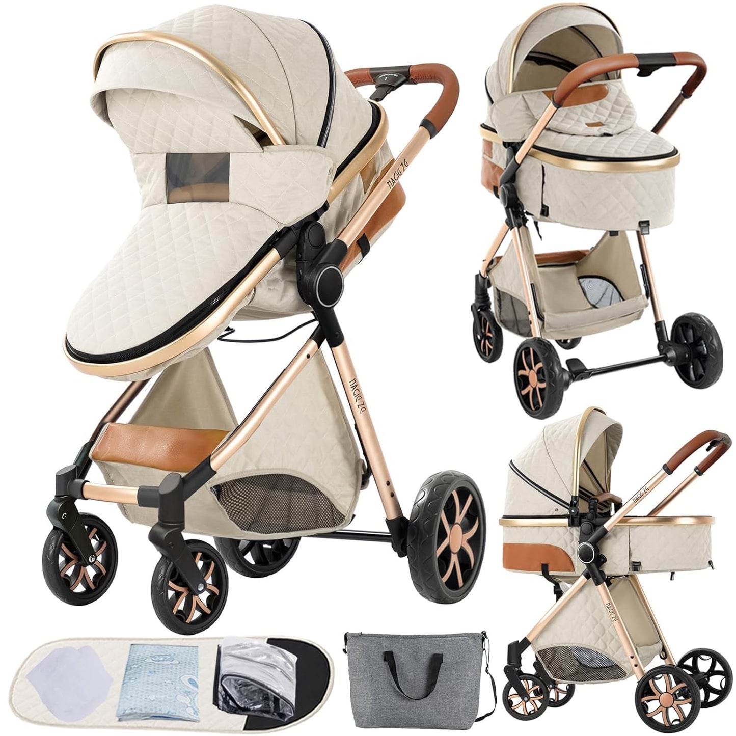 2 in 1 Baby Stroller with Bassinet for Newborns and Toddlers
