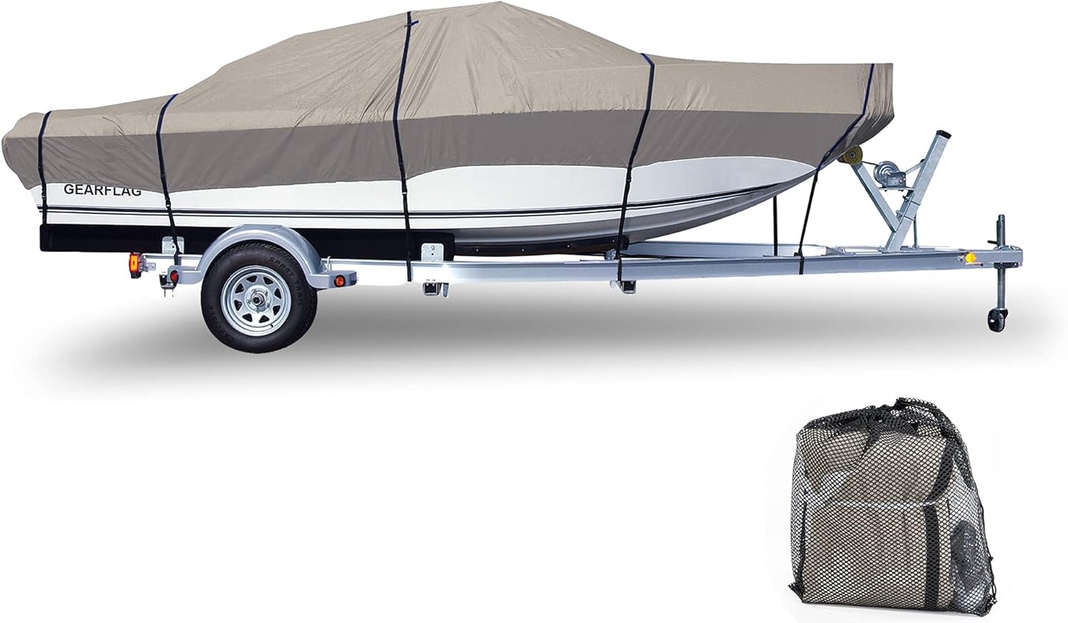 GEARFLAG Trailerable Boat Cover 600D Heavy Duty Waterproof
