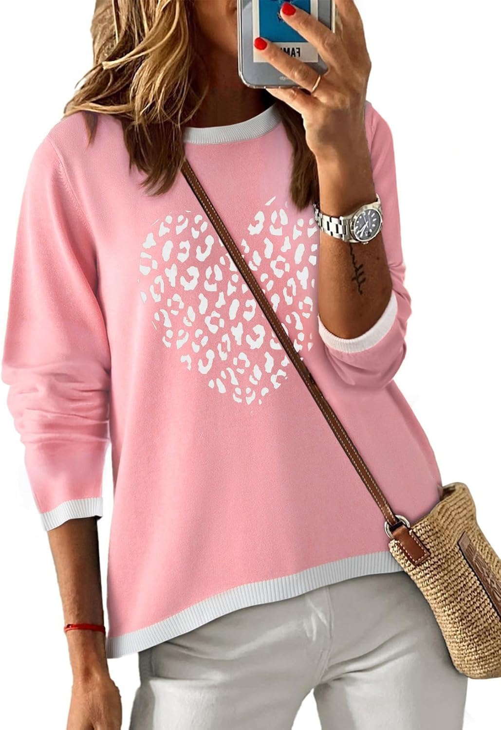 Dokotoo Women's Long Sleeve Sweaters Casual Crewneck Fashion