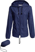 Avoogue Raincoat Women Lightweight Waterproof Hooded Windbreaker