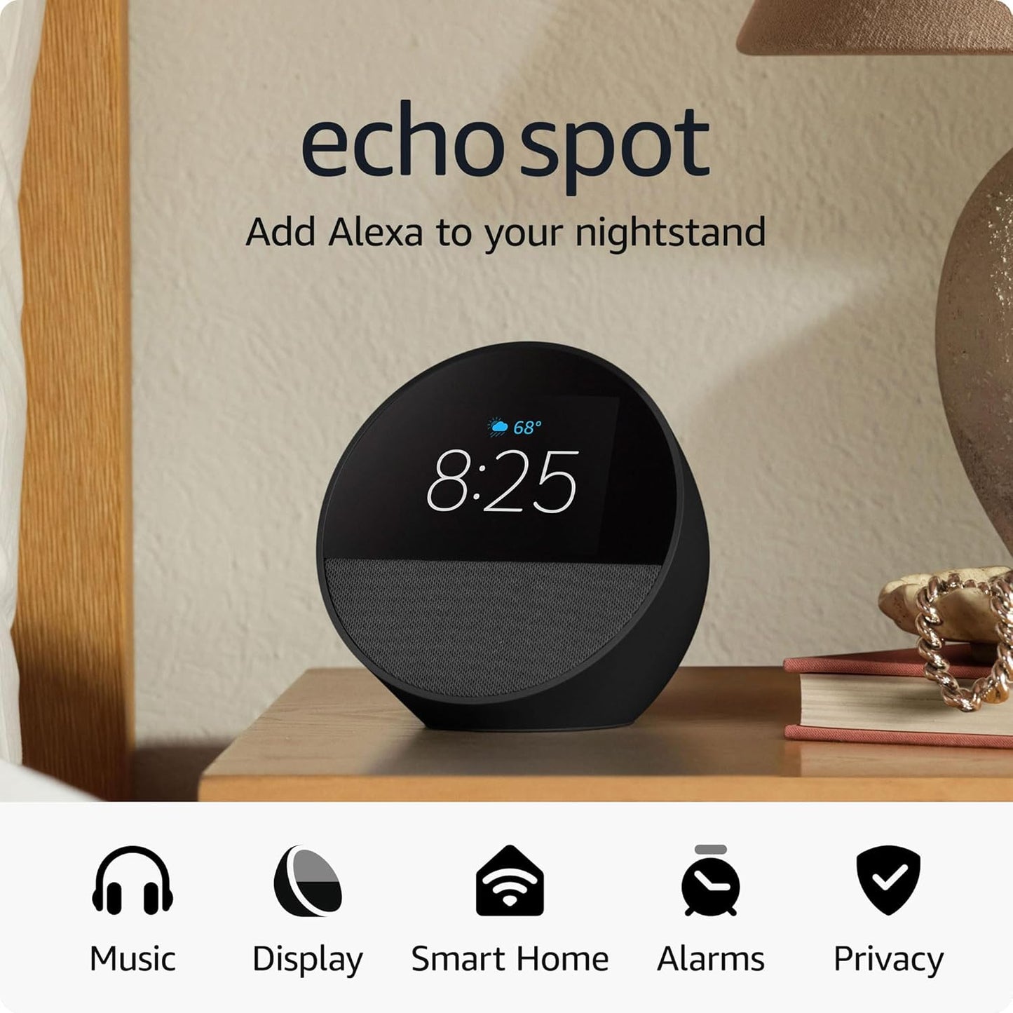 Smart Alarm Clock:  Echo Spot, Newest Model