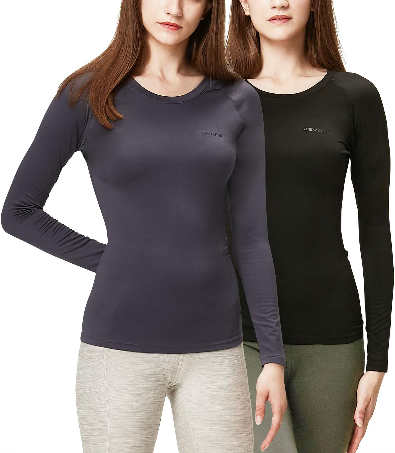 DEVOPS Women's Thermal Long Sleeve Compression Baselayer Tops