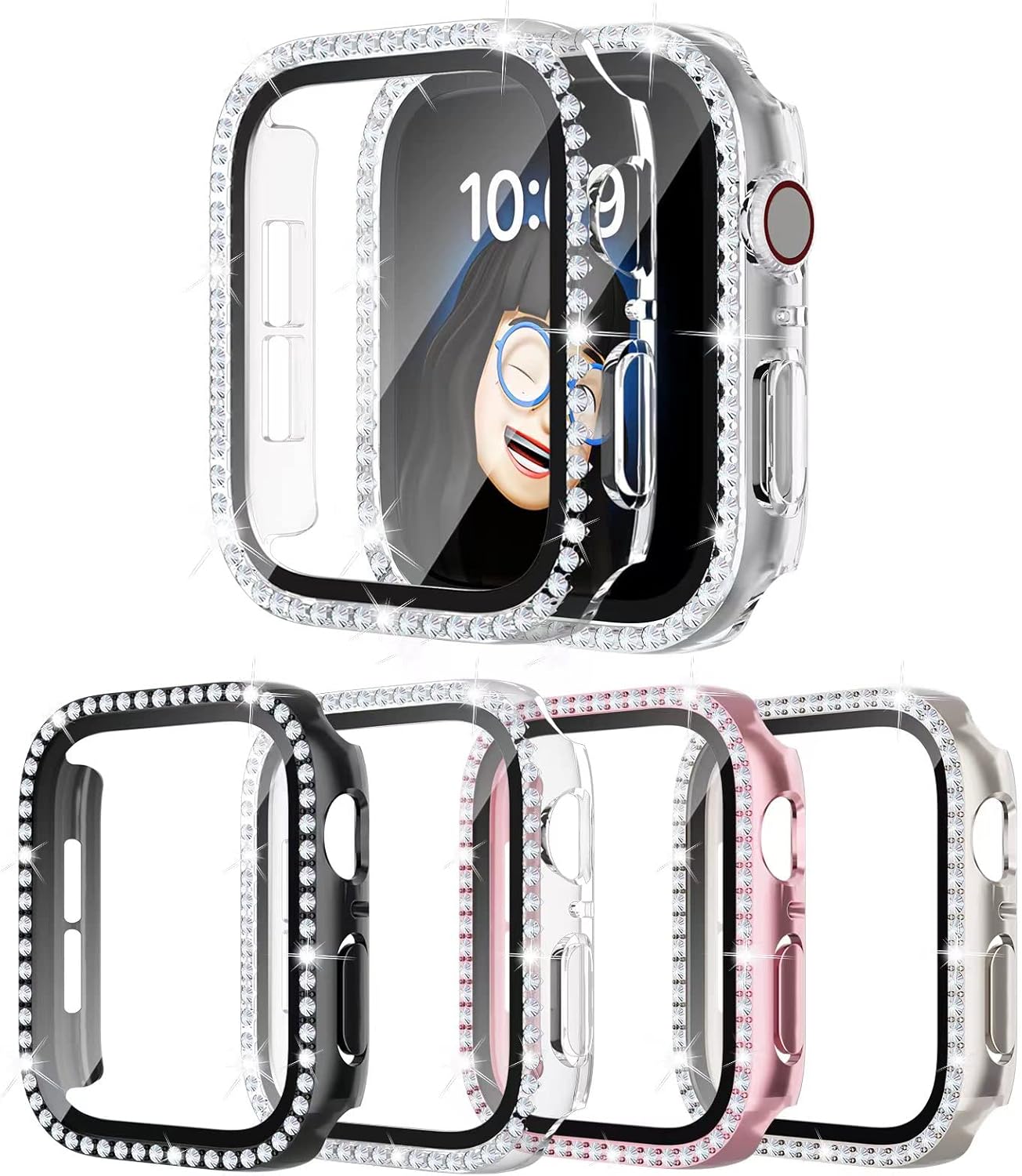 Bling Diamond Apple Watch 45mm Case + Glass Protector