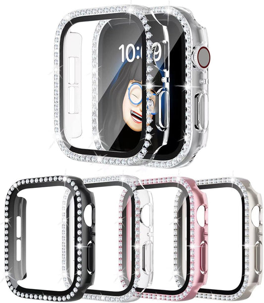 Bling Diamond Apple Watch 45mm Case + Glass Protector