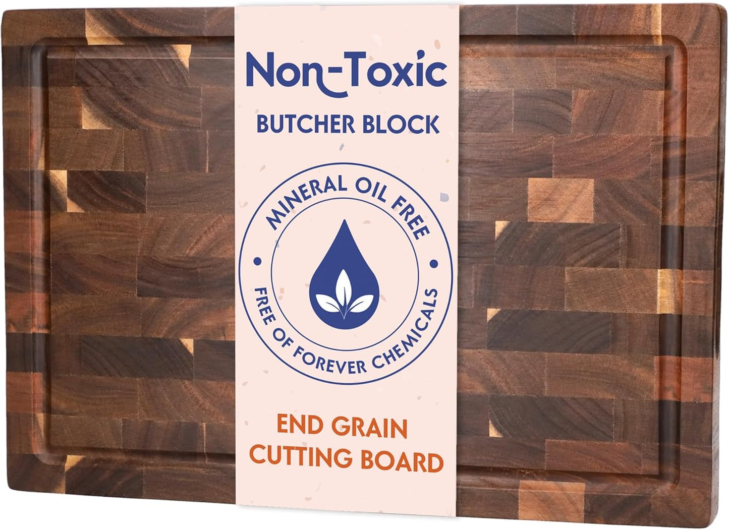 End Grain Butcher Block Cutting Board for Safe Meal Prep