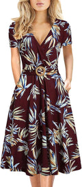 Elegant Women's Criss-Cross V Neck Dress with Handy Pockets