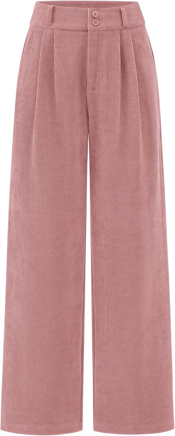 KIRUNDO Corduroy Pants Women High Waisted Wide Leg Trousers