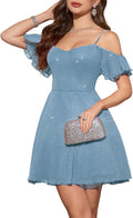 Meetjen Women's Sparkly Off Shoulder Prom Dress Review