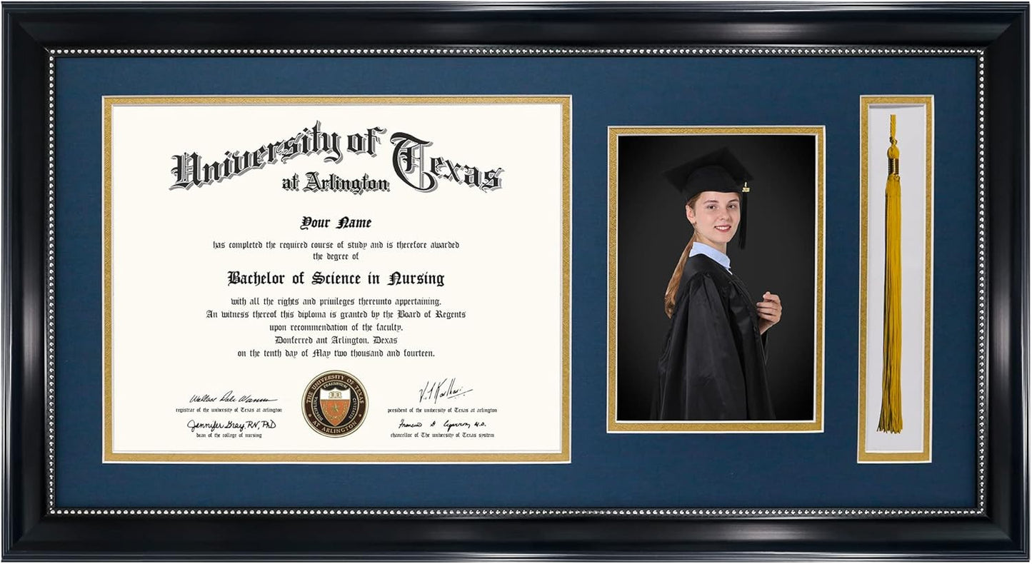GraduationMall 11x22 Black Diploma Frame with Tassel Holder