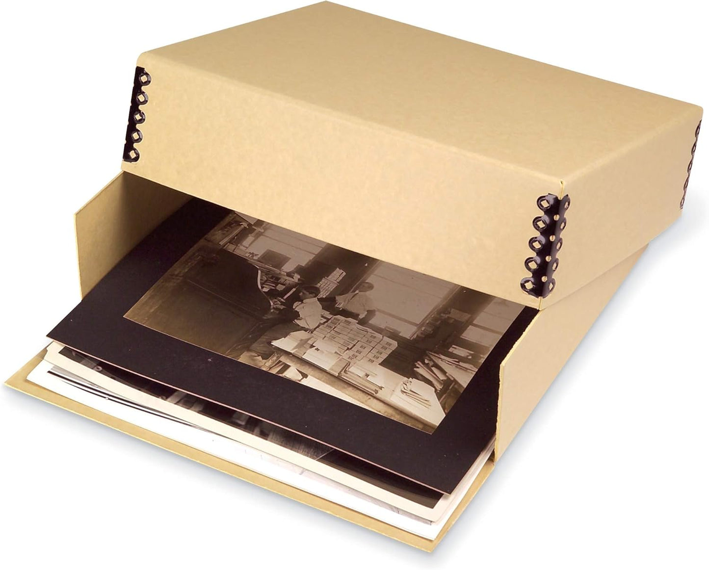 Gaylord Archival Tan Drop-Front Deep Lid Photo Preservation Box