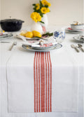 Solino Home Linen Table Runner 72 in - Farmhouse Red and White