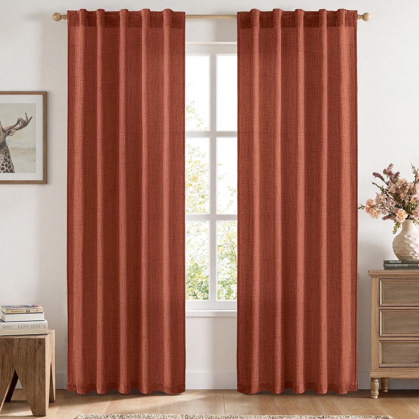 MIULEE Faux Linen Curtains 84 Inch Length for Stylish Decor
