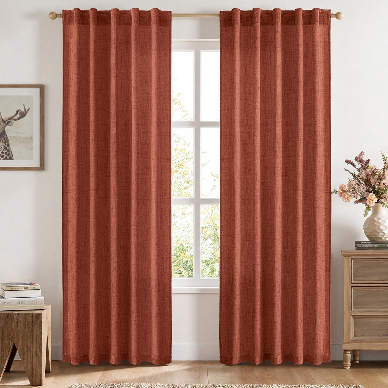 MIULEE Faux Linen Curtains 84 Inch Length for Stylish Decor