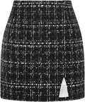 Plaid Mini Skirts High Waisted Wool Pencil Skirt (Style 7V8R)