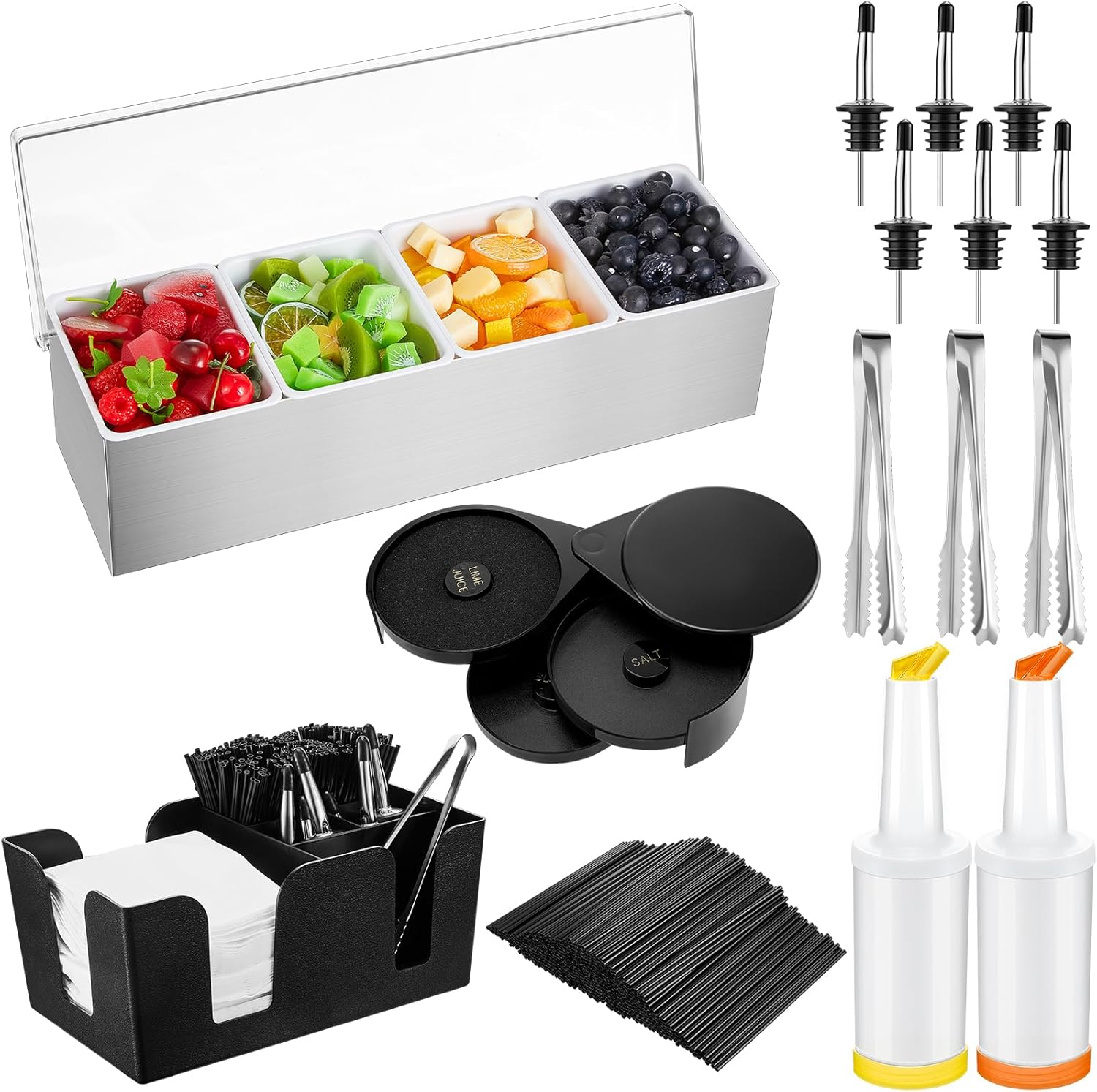 Mifoci Garnish Tray with Lid Bar Caddy for Cocktails and More
