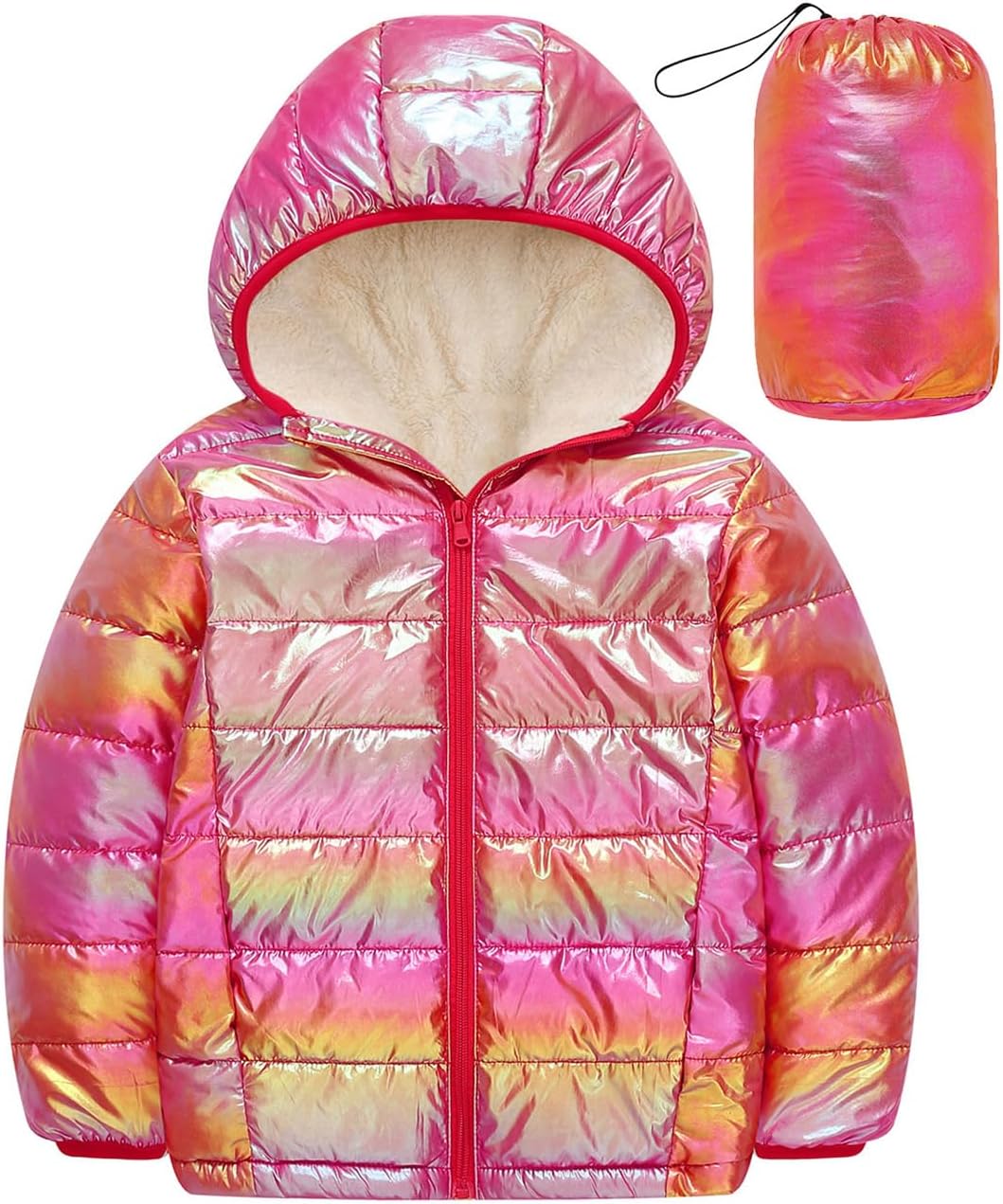 Lovekider Girls Metallic Shine Hooded Puffer Jacket for Winter