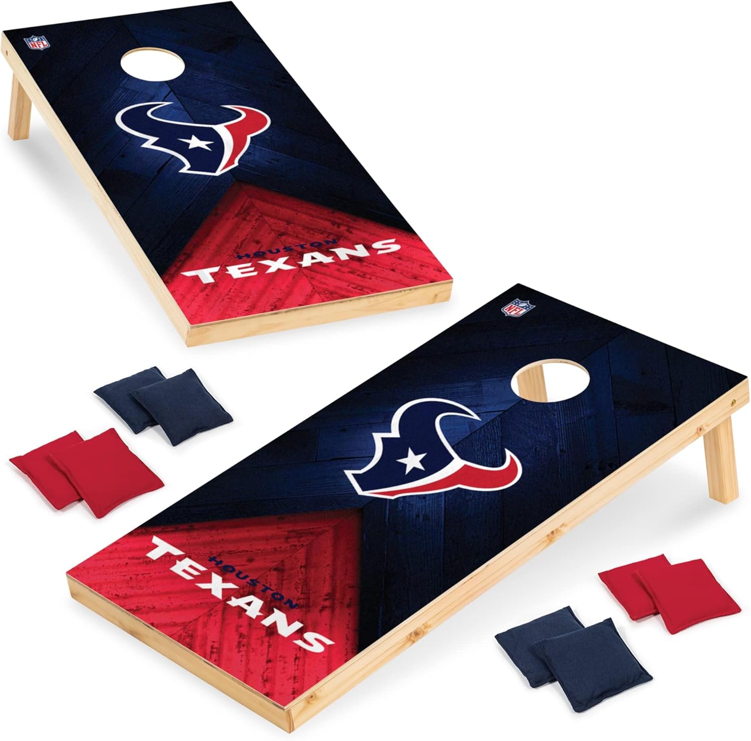 NFL Football Cornhole Set 2ft x 4ft Solid Wood with Team Graphics