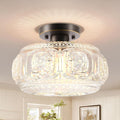 Semi Flush Mount Ceiling Light - Larger Bronze Glass Fixture